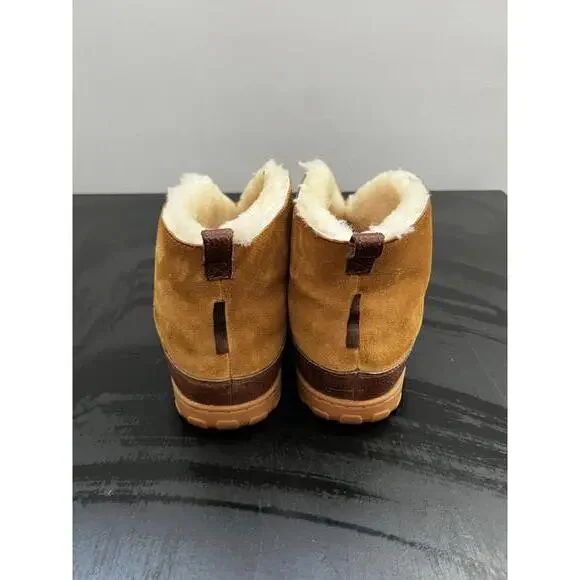 Eddie Bauer Men's Shearling Boot Slippers Suede & Sheepskin - Picture 3 of 5